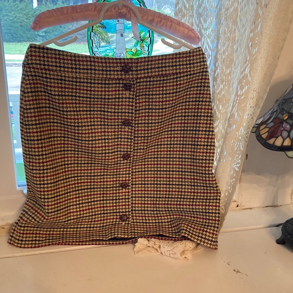 Spring Sale! Wool Houndstooth Skirt